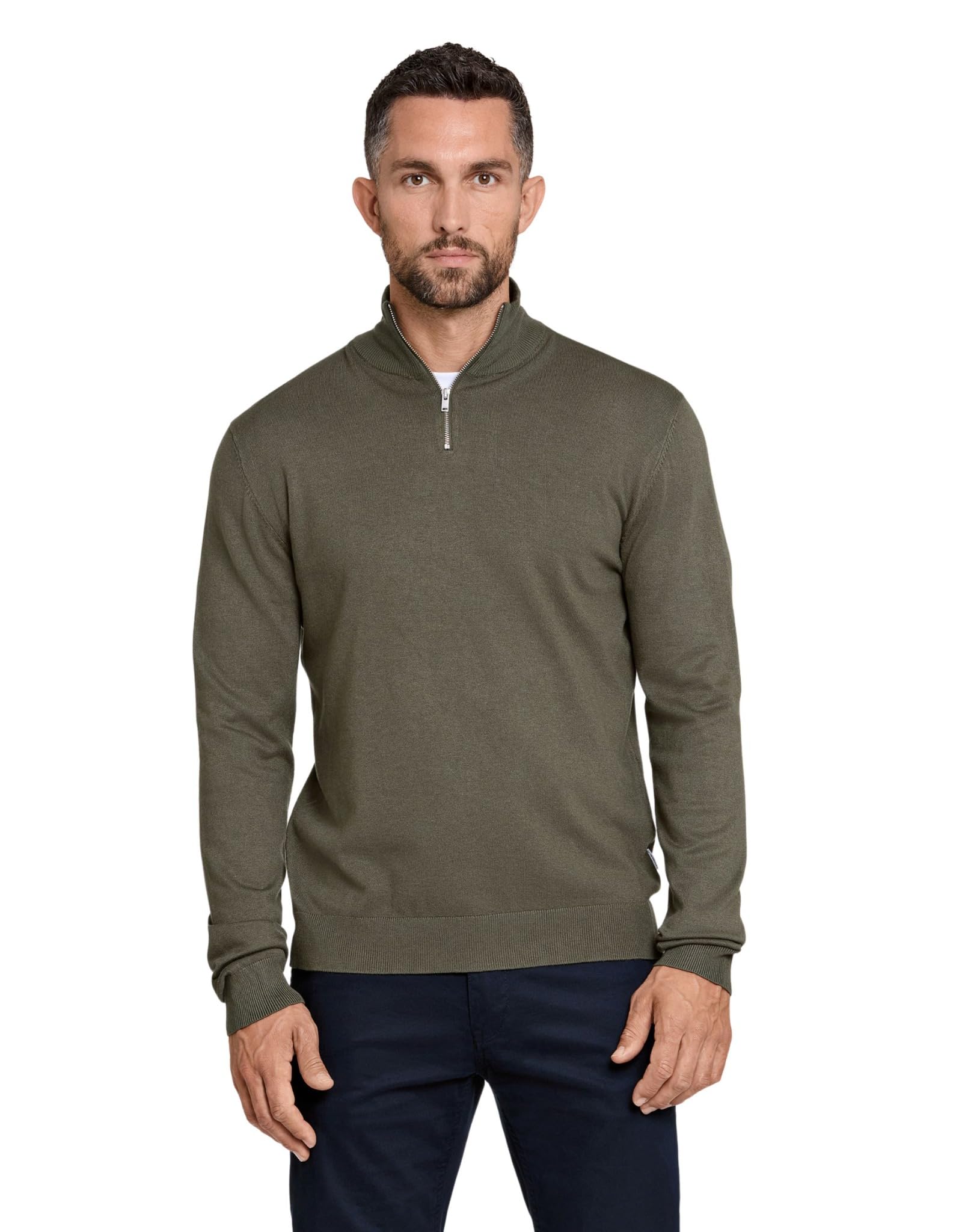 Lindbergh Rollkragenpullover Herren mit Reißverschluss | Strickpullover Zip Herren Relaxed Fit mit hohem Kragen & feinem Rippstrick | Weich & körperbetont | Größe S-3XL