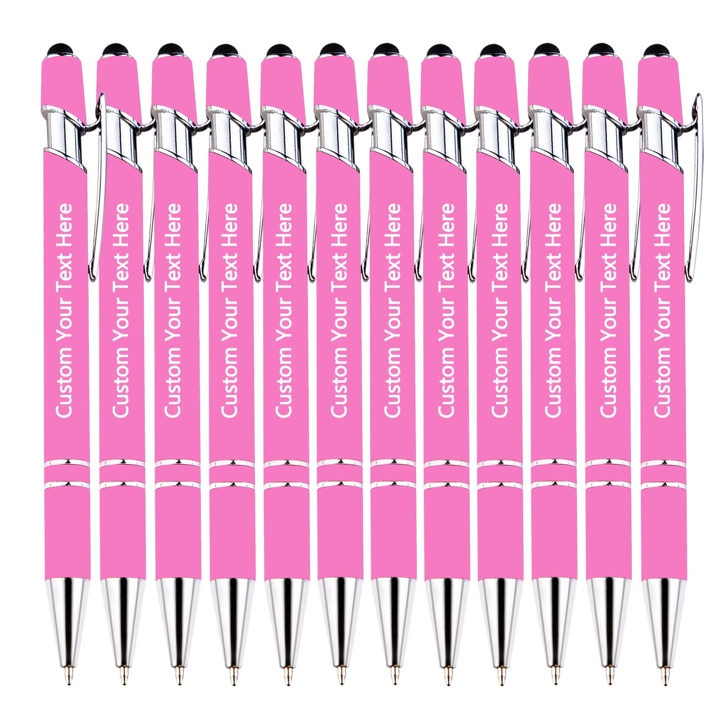 KOLOWKO Personalized 2-in-1 Ballpoint Pen & Stylus - Custom Text/Name/Message - Bulk Order Up to 1000 Pens for Business, Graduation, Anniversary
