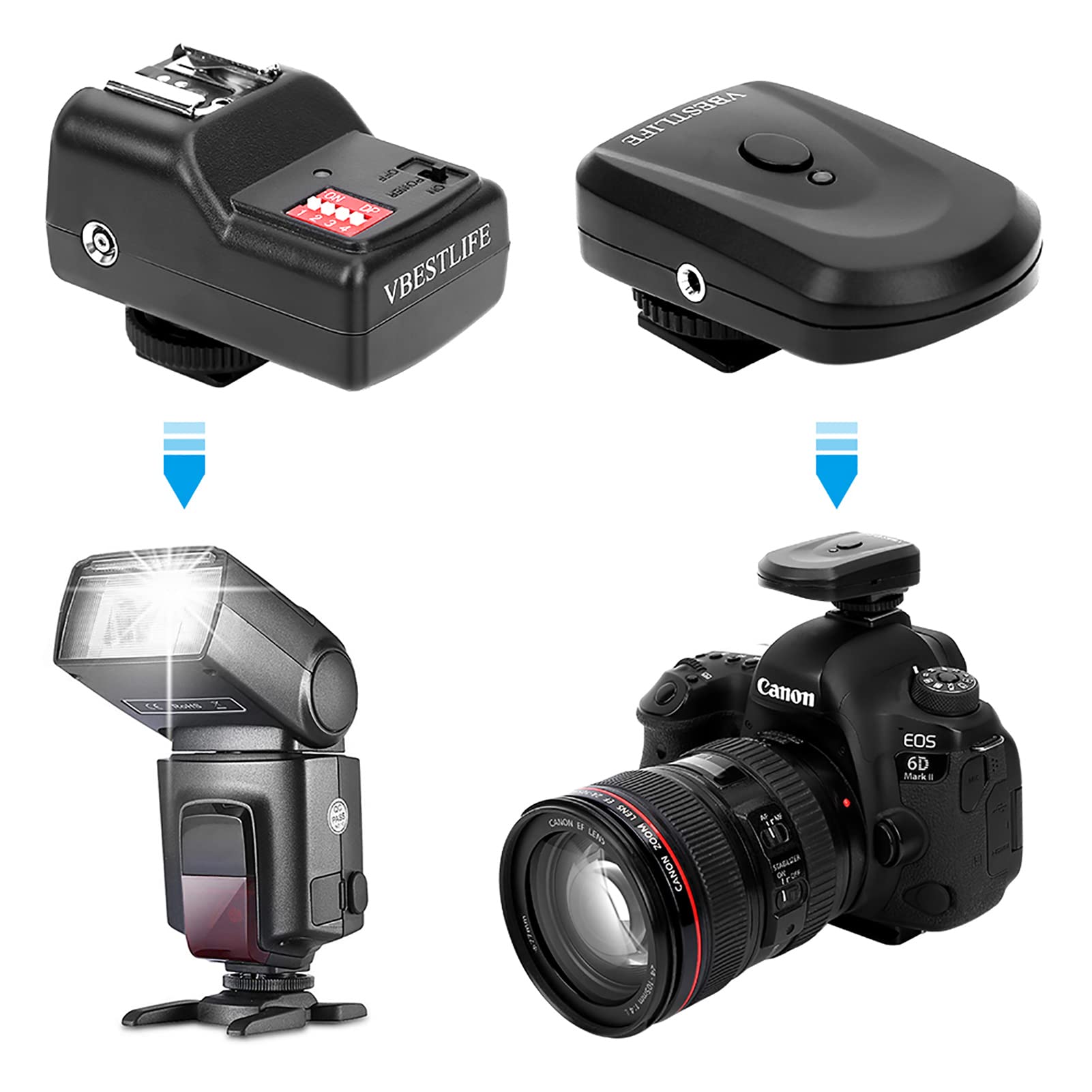 433MHZ 16 Canali Wireless Flash Trigger Set con 1 Trasmettitore 3 Ricevitori 1 Cavo di Sincronizzazione per altura foto flash wireless trigger