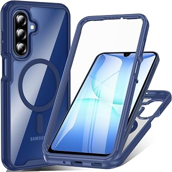 Hensinple Magnetic Case for Samsung Galaxy A17| A16 5G| A16, with Built-in Screen Protector, Galaxy A17 5G Phone Case[Compatible with MagSafe] Shockproof Military Rugged Clear Back Phone CoverBlue