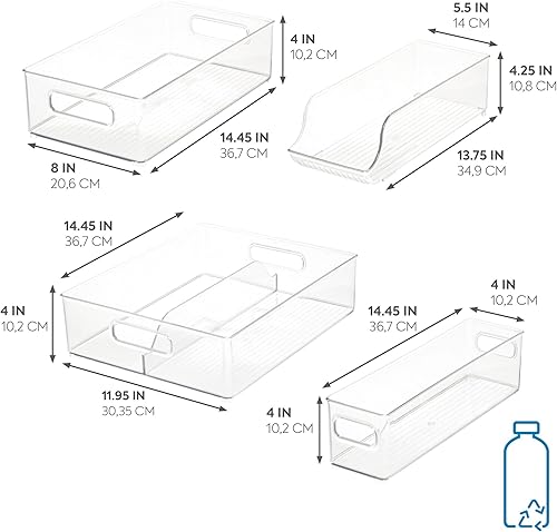 Miniatura 3 de iDesign - Juego de refrigerador de plástico 50% reciclado, fabricado en los Estados Unidos, incluye tres contenedores para congelador en varios