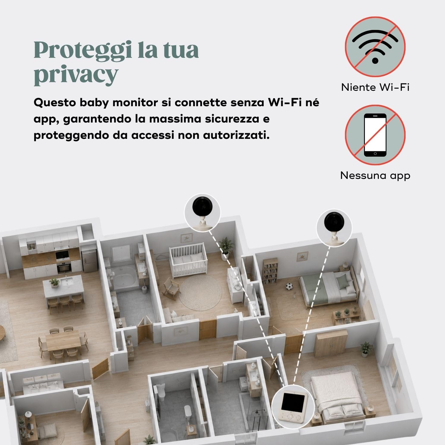 Babymoov Video Baby Monitor YOO Start, Portata 300m, Senza Wi-Fi | Schermo a Batteria - Visione Notturna, Talkie Walkie e VOX - 8 Ninne Nanne e Termometro - Garanzia a Vita