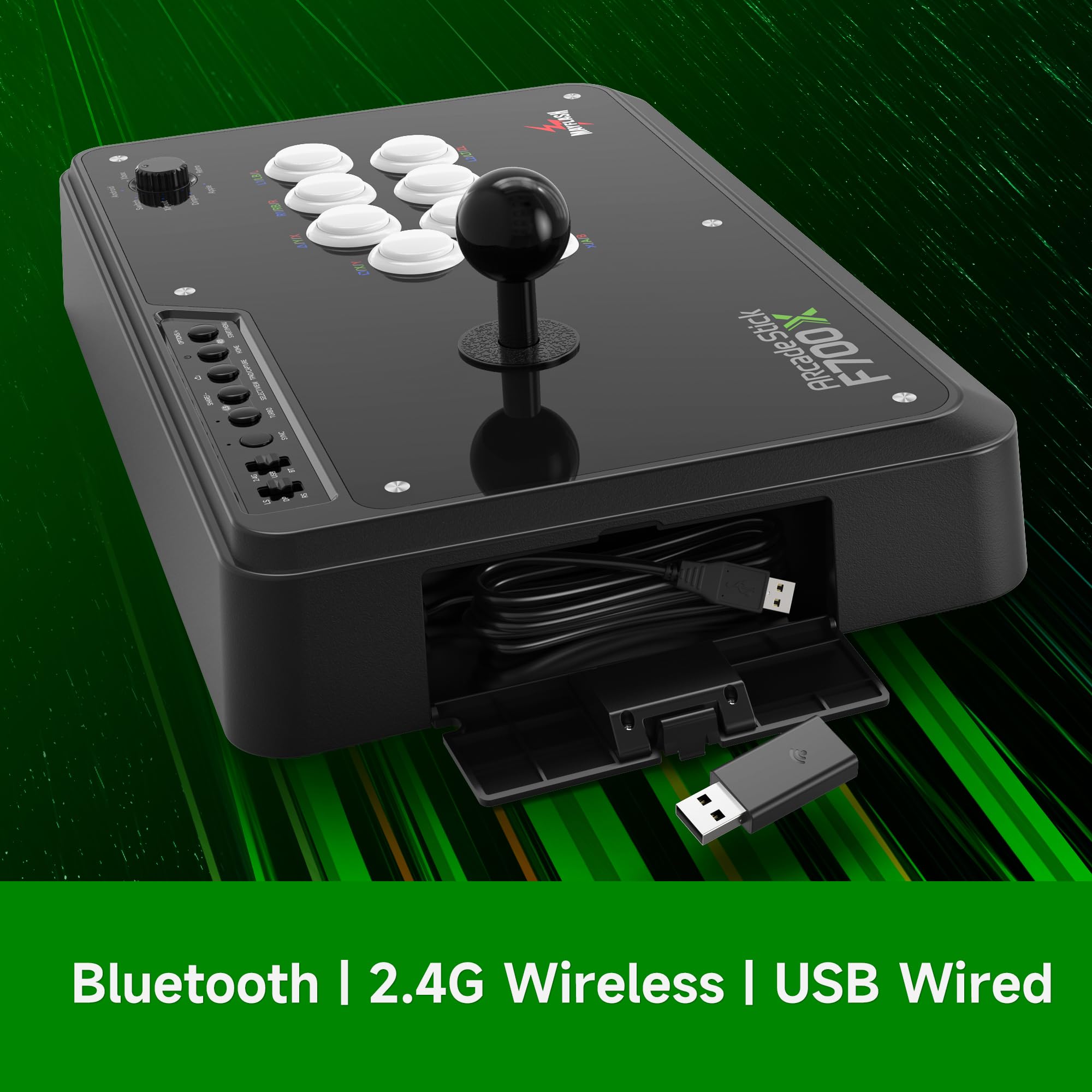 MAYFLASH Wireless Arcade Fighting Stick F700X für Xbox Serie, PS4, Switch/Switch 2, Windows, Apple, Android. Fight Stick unterstützt kabelloses Bluetooth, 2,4 G Empfänger und kabelgebundene Verbindung