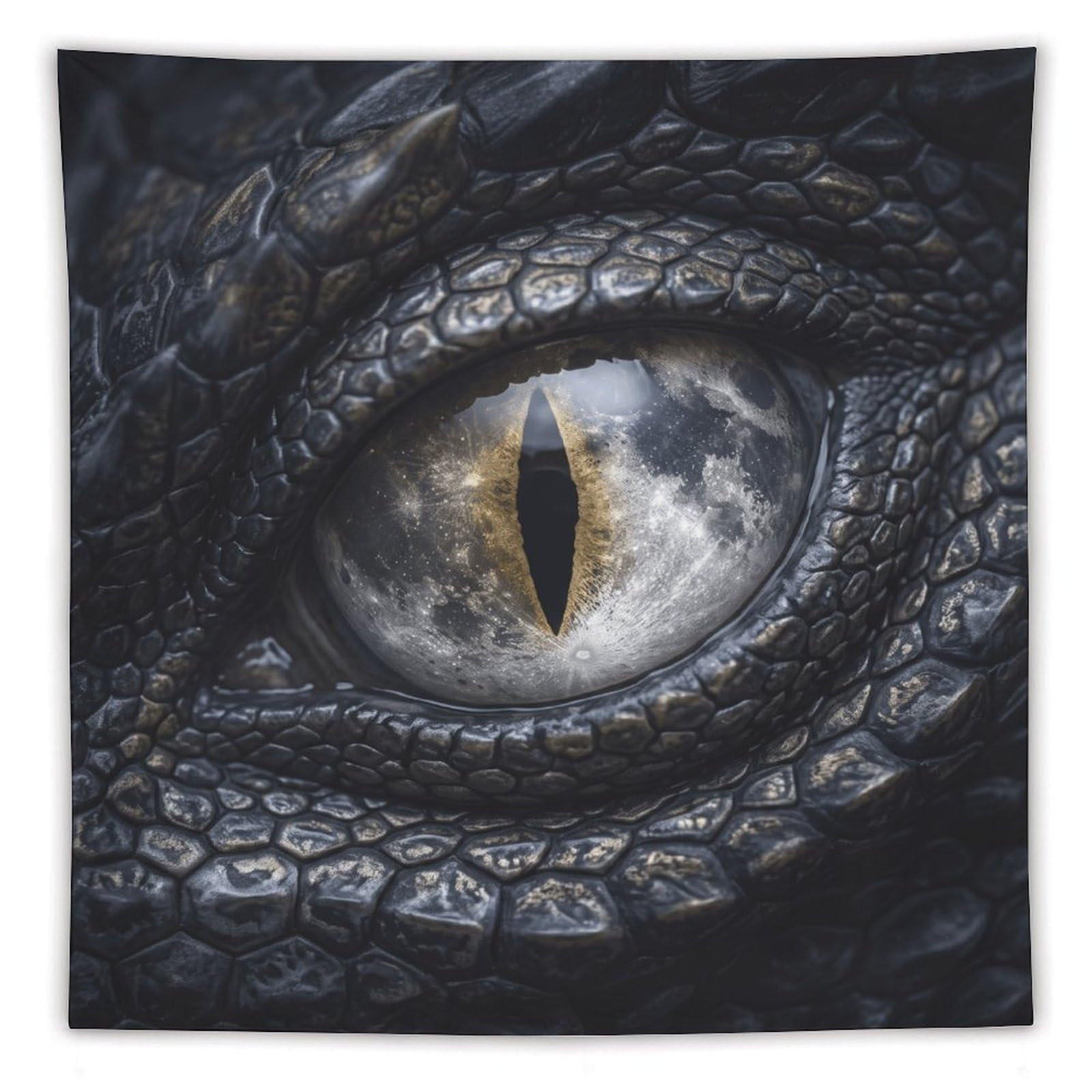 H3B8U2Y5 Moonlit Dragon Eye Wall Tapestry, Fantasy Illustration, Entryway