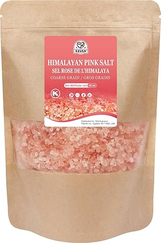 52USA Sal rosa del Himalaya gruesa, 2 libras (31.99 oz), sal marina gourmet pura del Himalaya, sal del Himalaya para molinillo y molinos de sal, sal