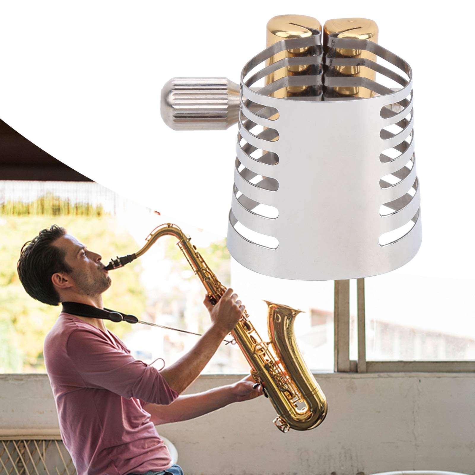 Cabezal de flauta de abrazadera de clip de montaje de sujetador de ligadura Sax para amantes de la música(Tenor)