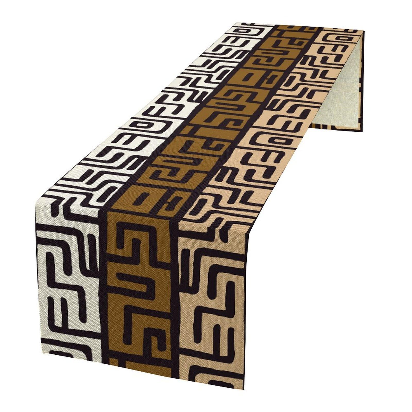African Mudcloth Table Runner, Africa Tribal Ethnic Abstract Geometric Boho Pattern Print Table Runner for Kitchen Dinning Table Home Decor Party Holiday, 13x60 Inch