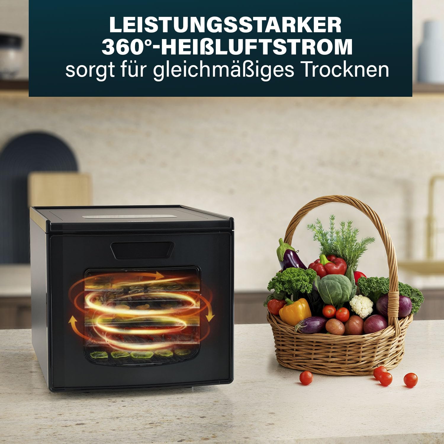 Princess Food Dehydrator mit 6 Edelstahl-Einschüben, Einstellbare Temperatur, Touchscreen, Timer bis 48 Stunden, 550 W, 01.112398.01.001