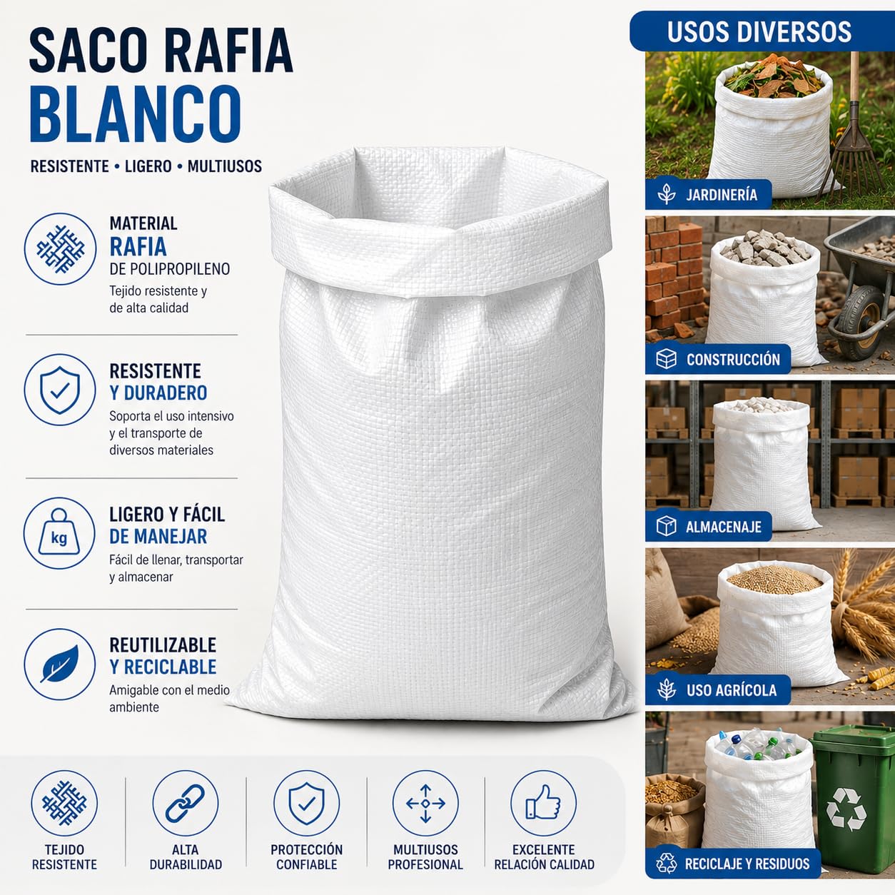 Sacco Rafia 55 x 95 cm -Paq. 100 pz