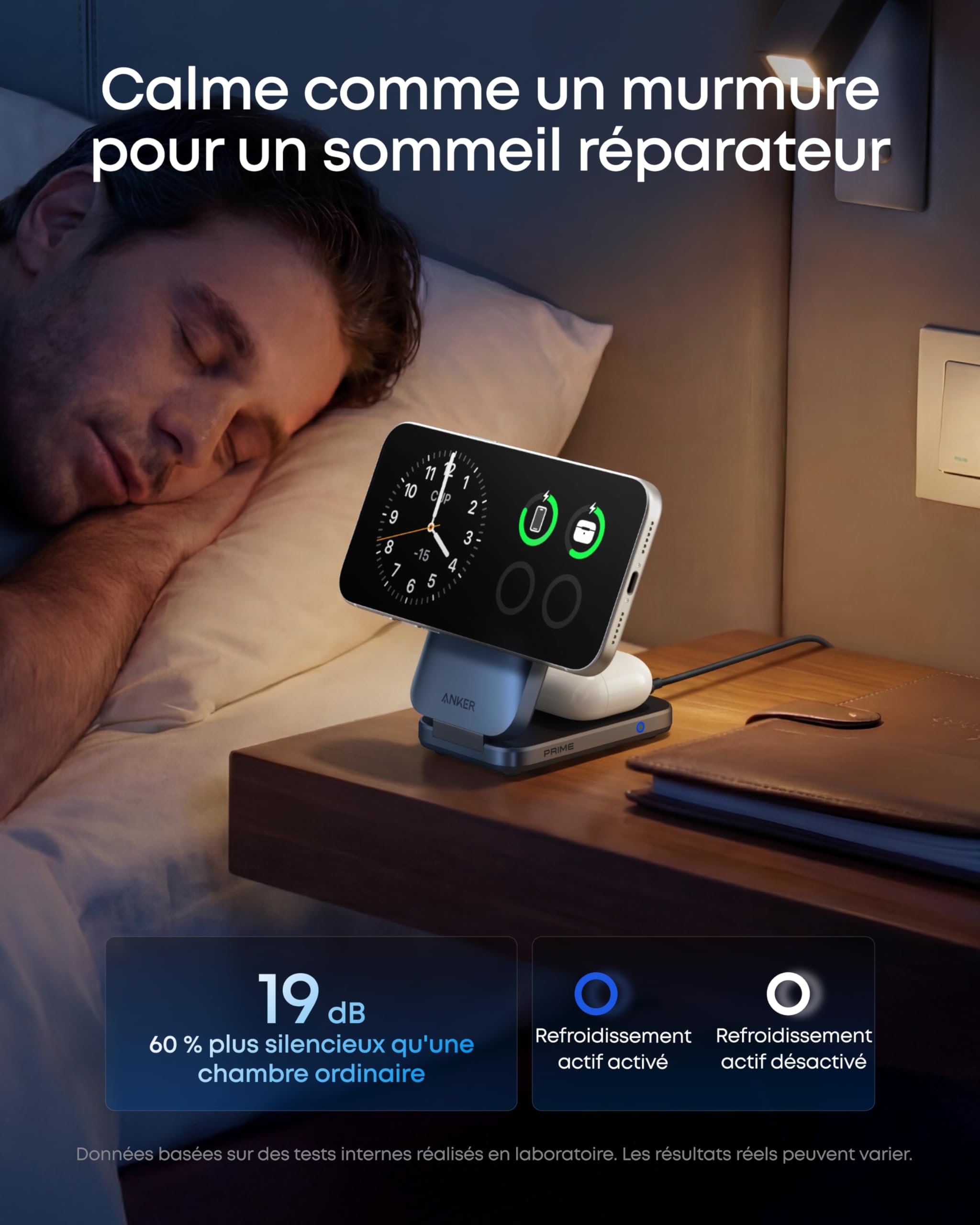 Anker Prime Chargeur MagSafe 3 en 1 Rapide 25W, Station de Charge sans Fil Certifié Qi2.2, Pliable pour iPhone 17/16/15, Apple Watch, AirPods (sans Batterie, Adaptateur Inclus) | Compatible avec MagSafe, chargeur pliable, certifié Qi2.2 de 25 W, pour iPho