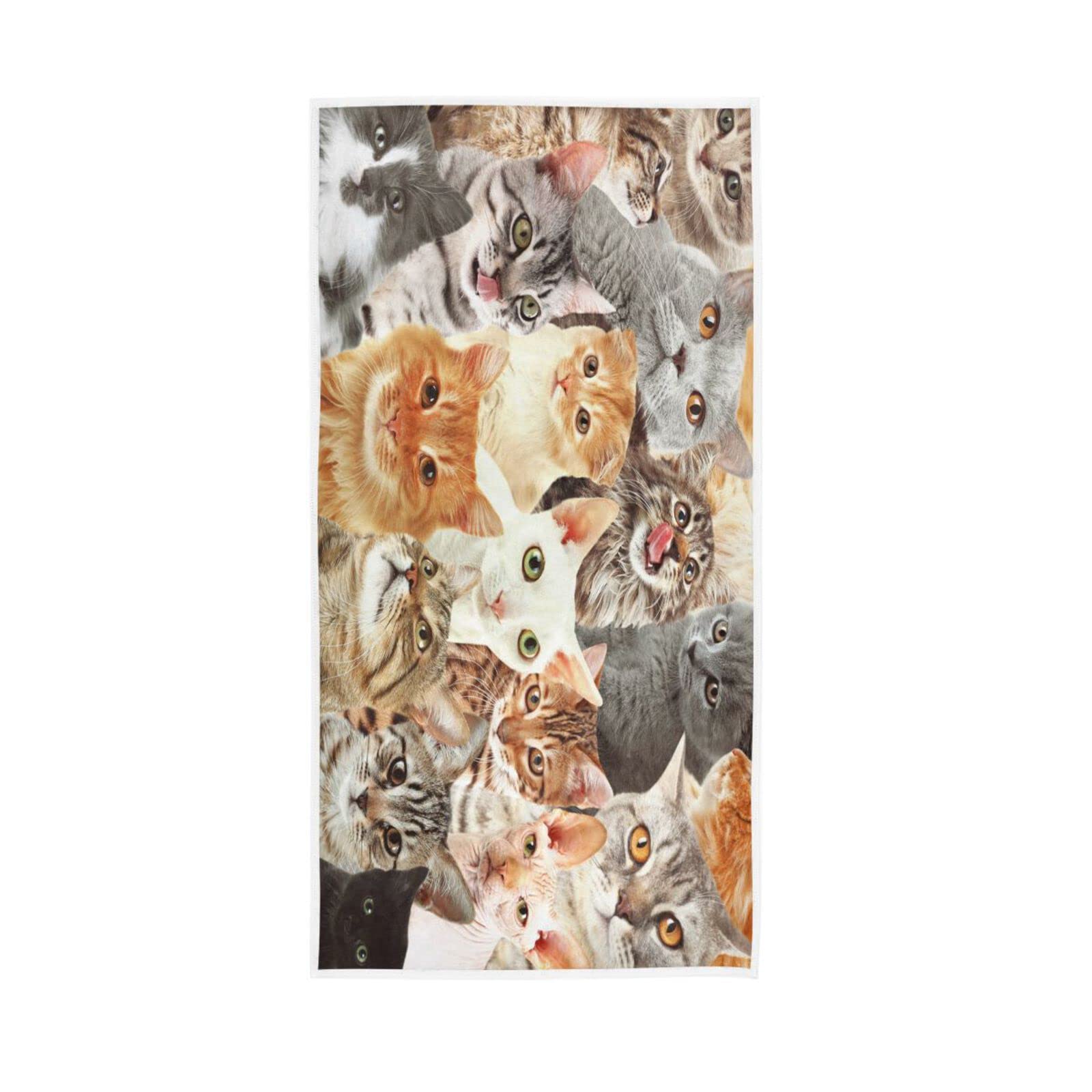 LSRCPD Hand Towels Cute Cat Breed Portrait Decor Fingertip Soft Face Towel Absorbent Bathroom Kitchen Towels