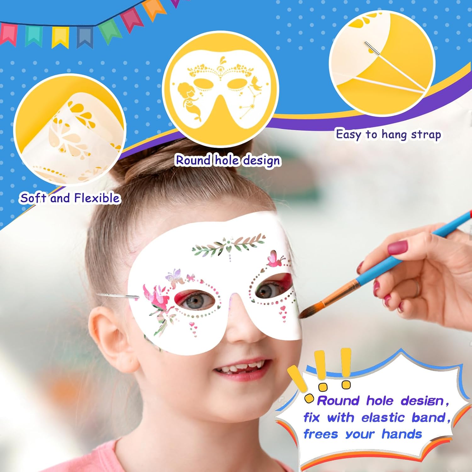 45 Pieces Face Paint Stencils Kit, 26 Reusable Face Painting Stencils with 4 Stickers 10 Painting Brushes, Face Body Painting Stencils for Kids Adult Halloween Party Makeup - Image 4