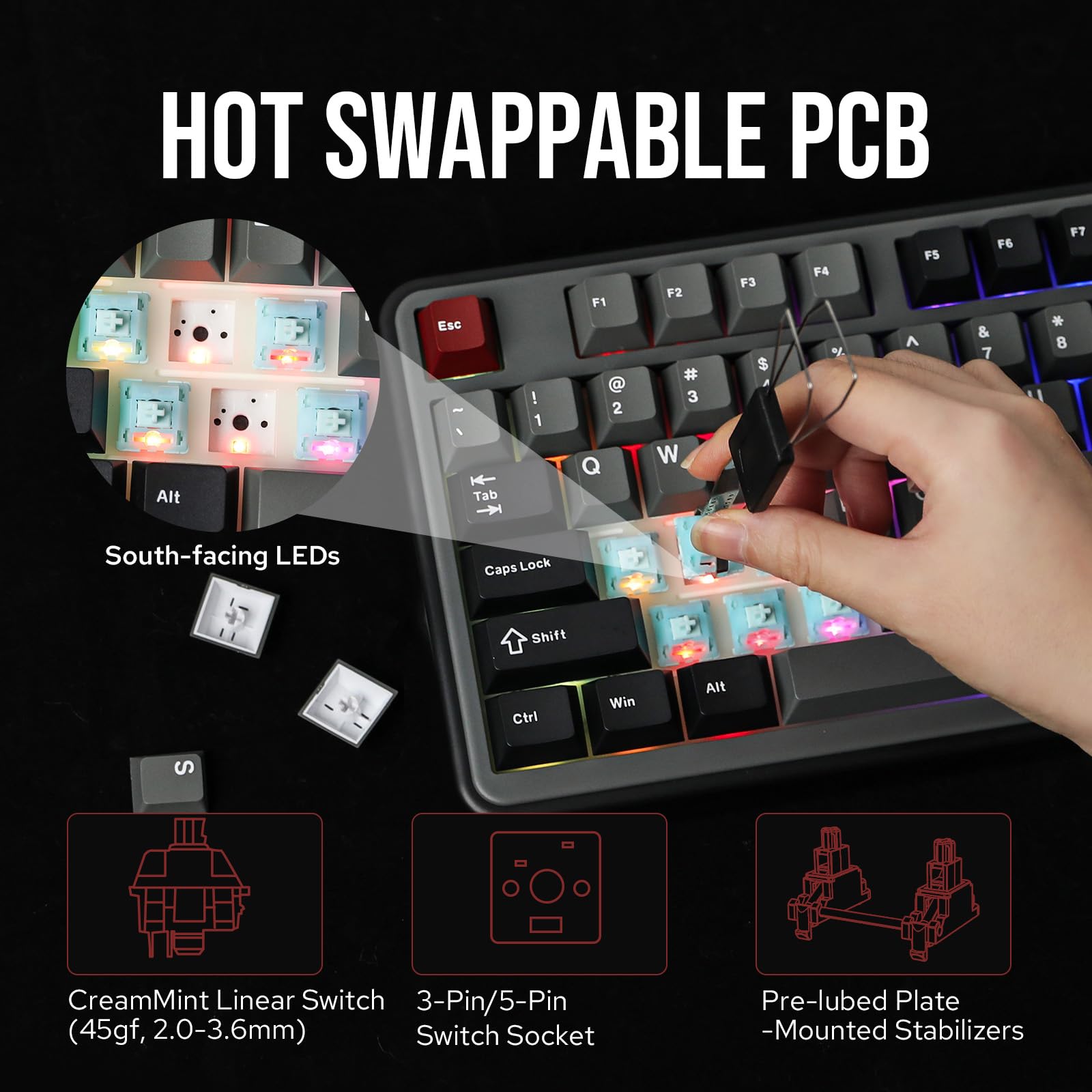 Amazon.com: MechLands Vibe99 Wireless Gaming Keyboard with