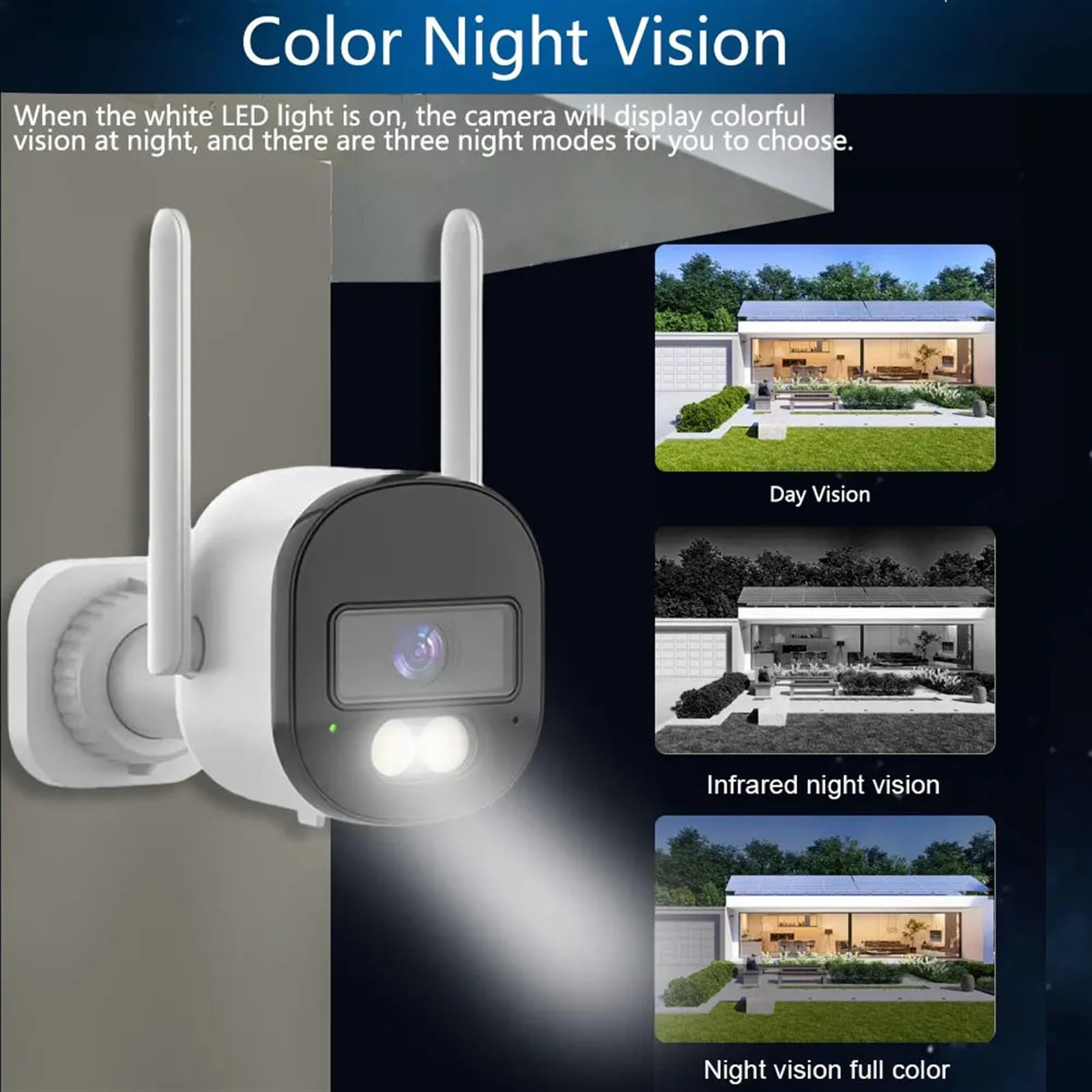 Caméra de sécurité, Caméra Bullet HD 5MP, détection de Mouvement PIR, Vision Nocturne colorée IR, Fonctionne avec Moniteur d'extérieur et d'intérieur for Maison Intelligente(5MP NO SD Card)