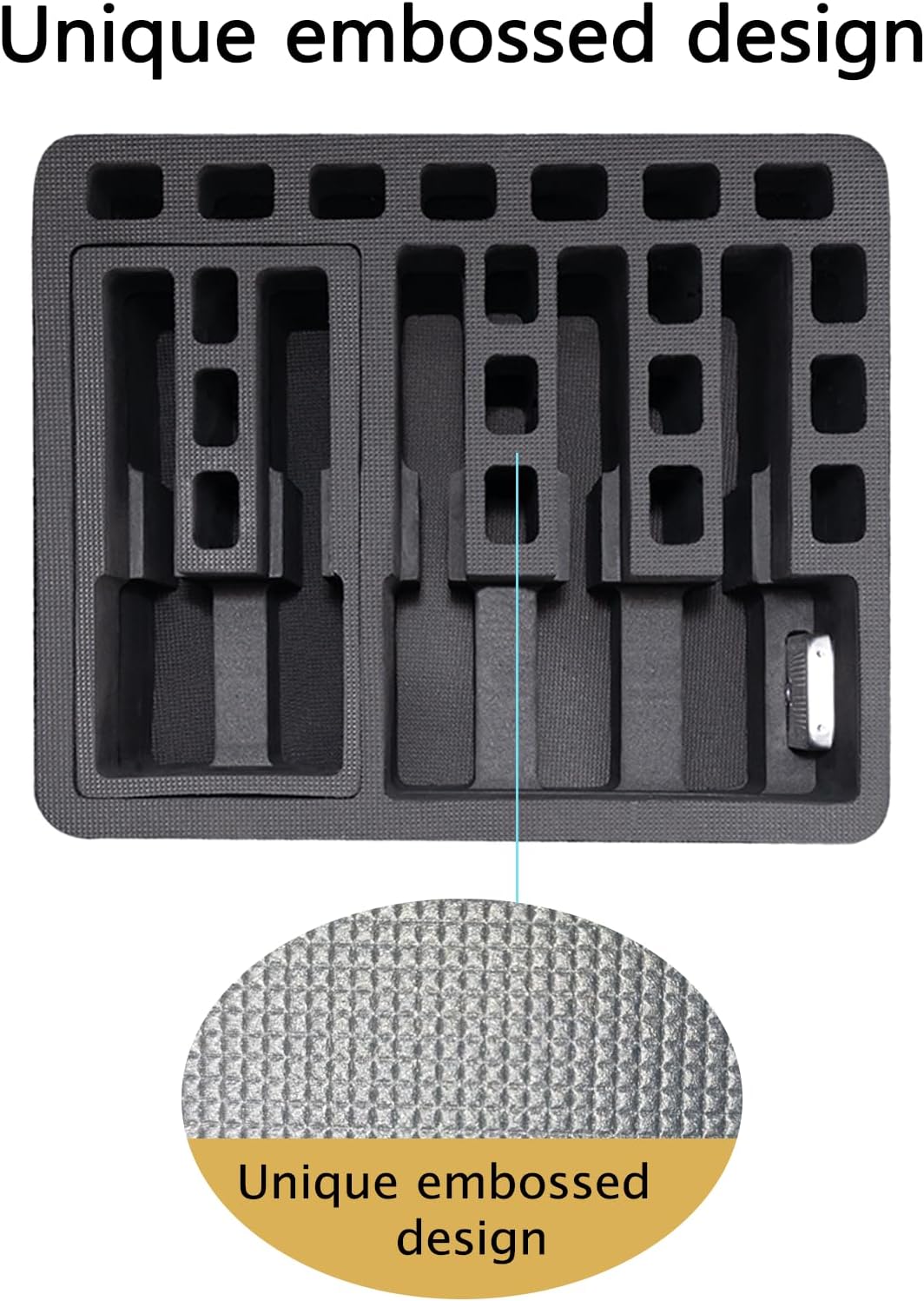 Hard shell protective storage case, capable of holding multiple handguns, pre-cut heavy-duty waterproof and dustproof hard shell design, includes silicone canisters and gun holsters, black.