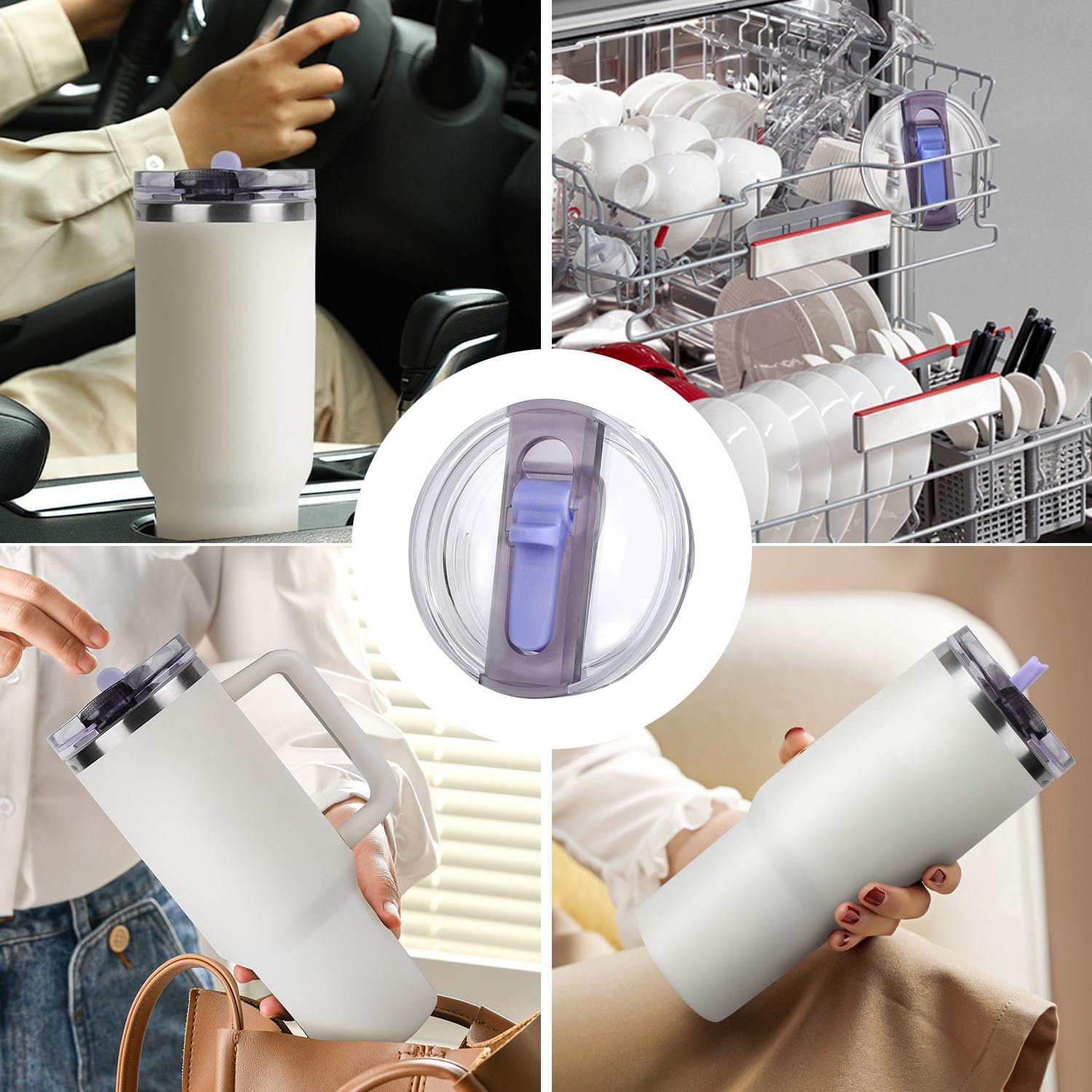 40 oz Tumbler Lid Replacement for Stanley,Flip Straw Lid Leak Proof fit for stanley H2.0 Quencher with Straws and Cleaning Brush - Image 6