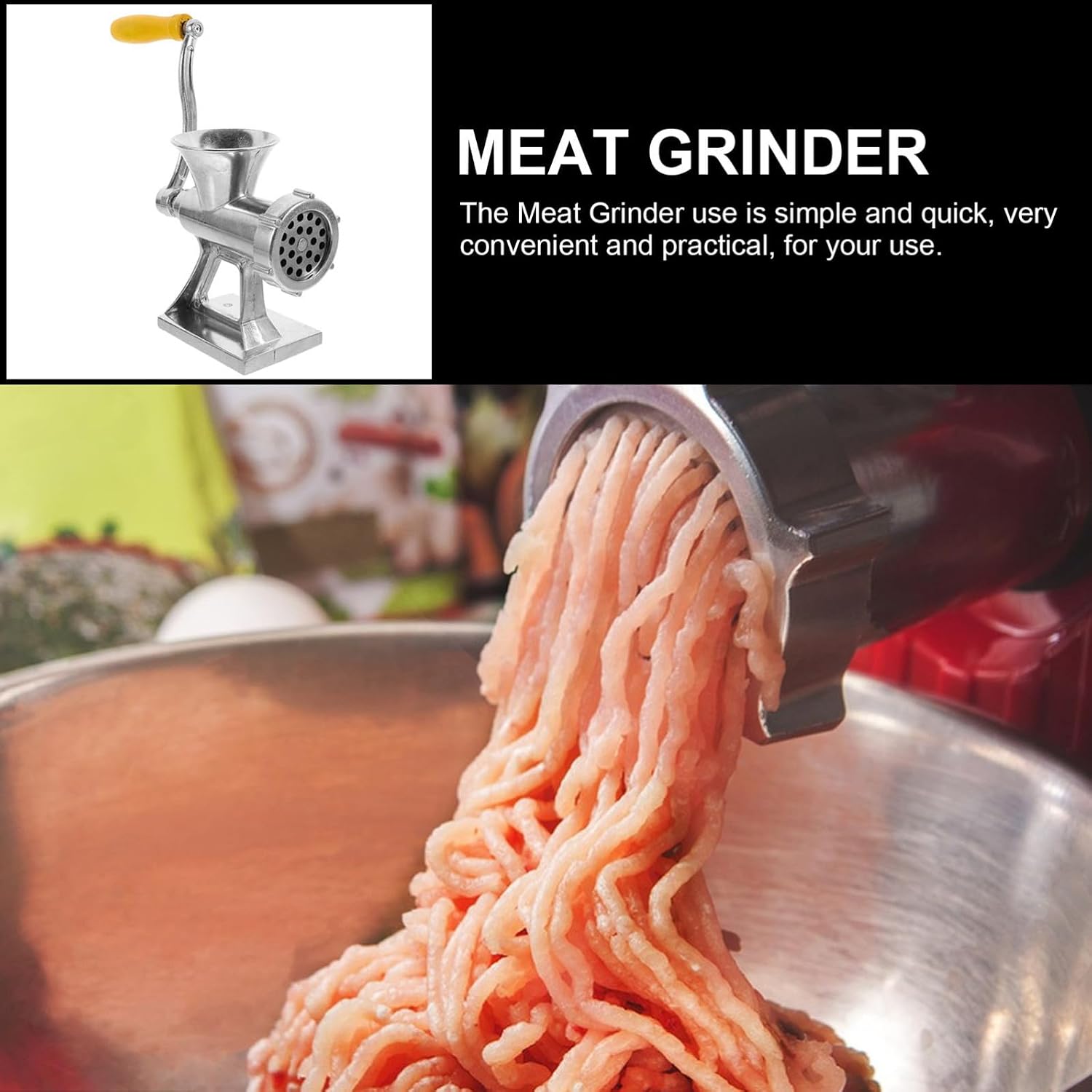 Manual Vegetable Minced Machine with Ergonomic Handle and Aluminum Alloy Body, Practical Hand Meat Grinder for Home and Kitchen Use