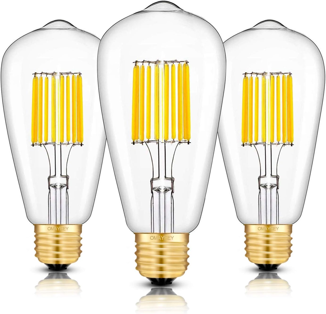 OMAYKEY 10W Dimmable LED Edison Bulb 3000K Soft White Glow