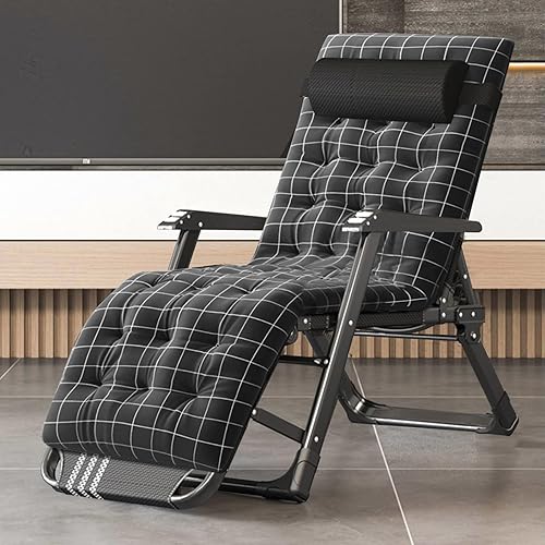 Barbella Sillas de sala de estar, sillas reclinables de patio, reclinables ajustables y plegables con cojín extraíble y reposacabezas, sillas