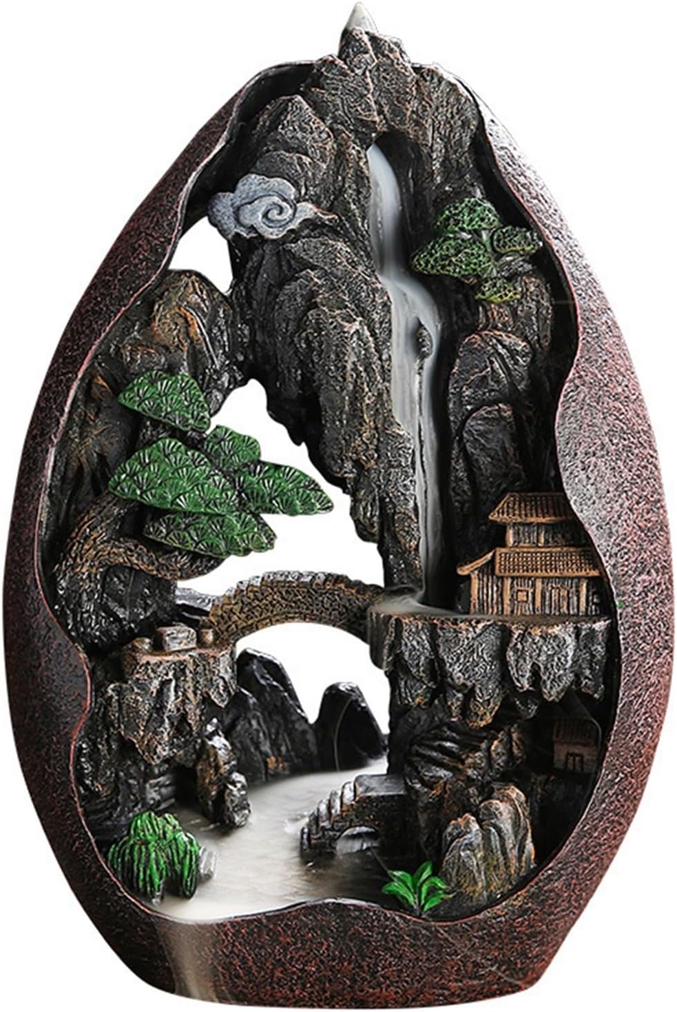 Incense Burner Waterfall Backflow Incense Burner Creative Home Decor Incense Holder Portable Resin Censer Mountain River Handicraft Incense Holders