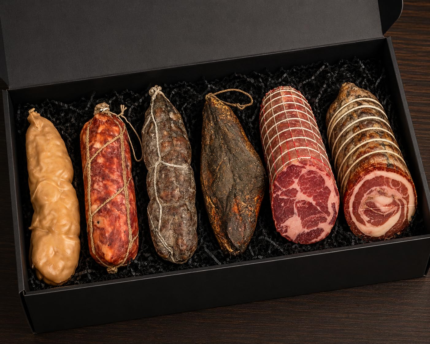 Machegusto!® Black Gourmet Box – Coffret Premium de Charcuteries Italiennes Artisanales – Sélection Gourmet 6 Pièces