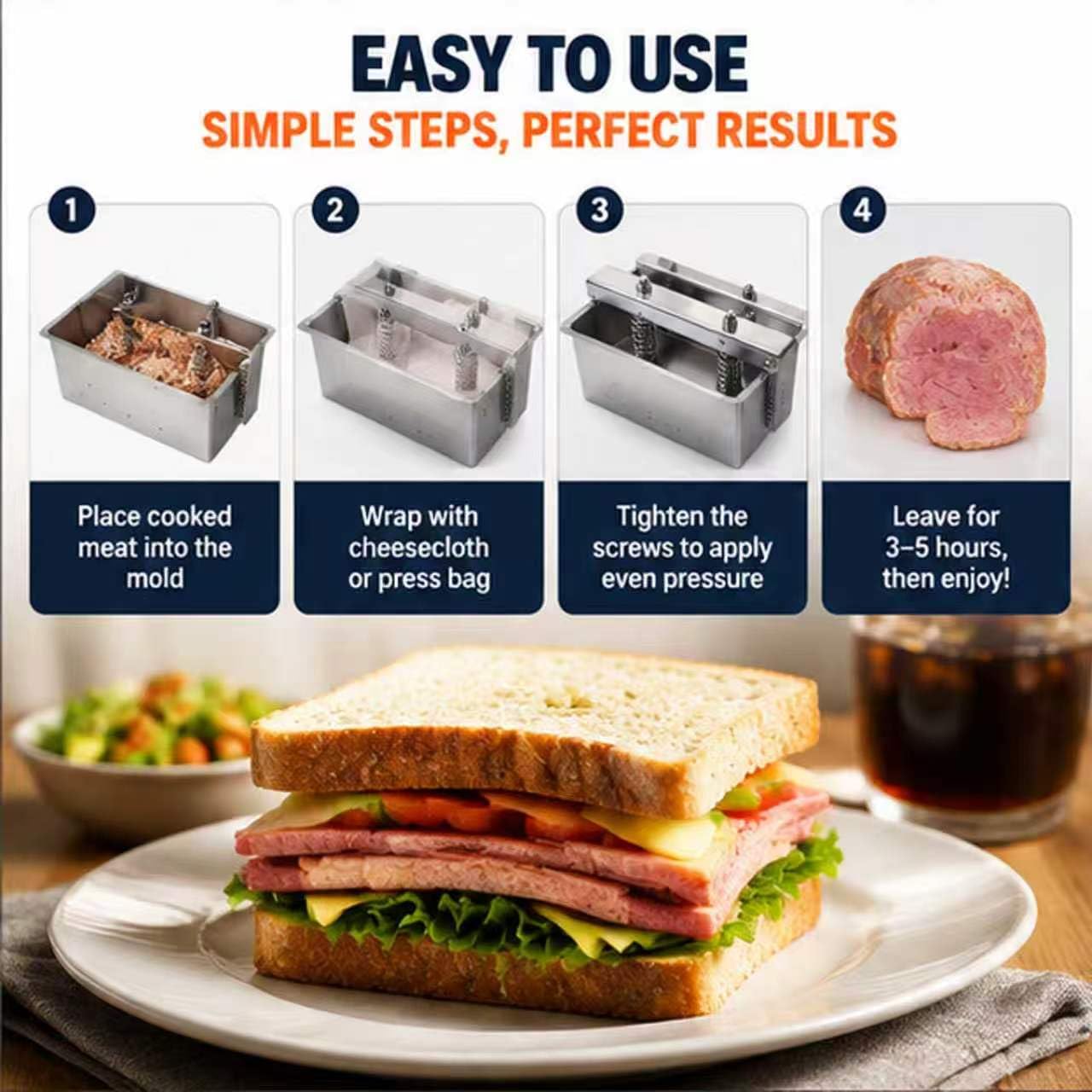 Stampo per Carne in Acciaio Inossidabile, Doppia Compressione