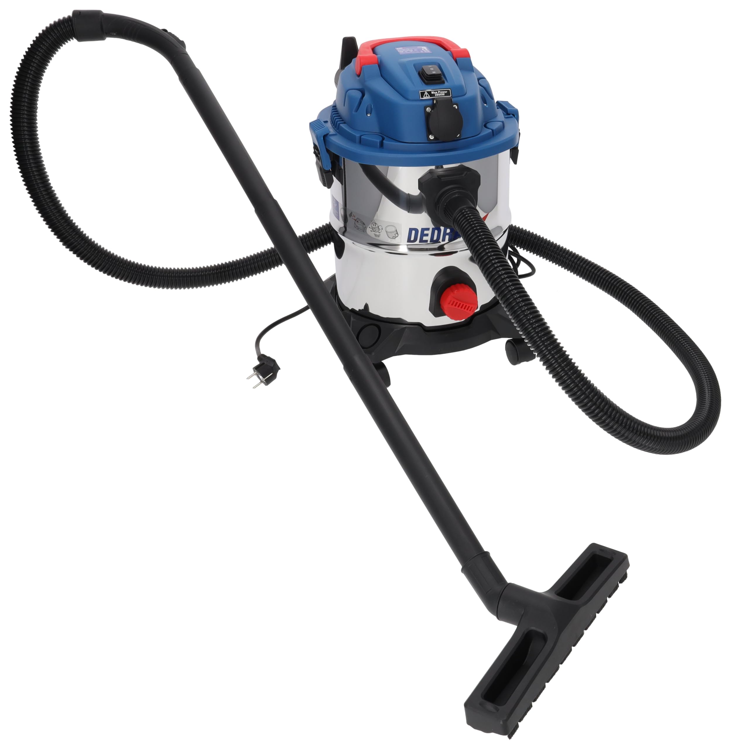 DEDRA DED6597 Aspirador Agua y Polvo 1600W 5 en 1 - Yeso/ceniza/funcionamiento en seco/operación húmeda/soplador, filtro vibrador