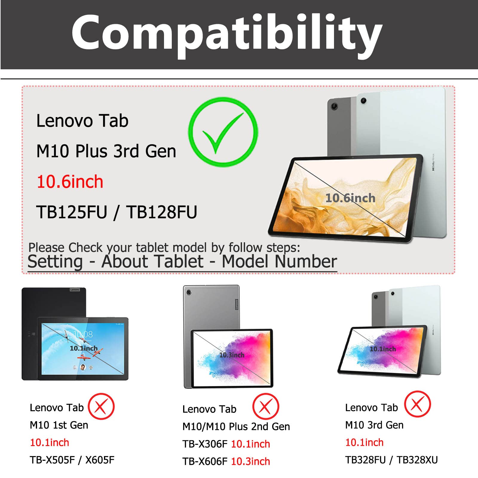 YRH for Lenovo Tab 10.1 inch 2025 (Model: TB311FU/TB311XU), PU Leather Stand Protective Hard Shell with Auto Sleep-Wake, Gray - Image 2