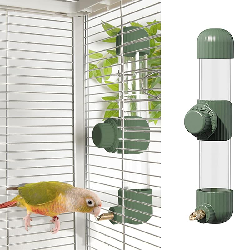 Bebedouro para Aves com Válvula de Mola e Garrafa Transparente YOOSO WING Verde 280 mL