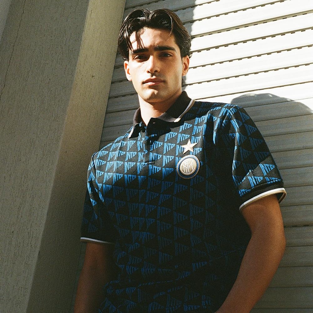 COPA - Polo - Uomo - Inter Milan all Over - Manica Corta - Nero - 100% Cotone