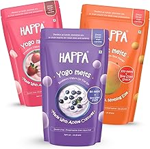Happa Fruit & Greek Yogurt Melts | 100% Fruit & Yogurt Candy for Babies, Kids & Adults | No Added Sugar, No Colours, No Artificial Flavours | Melt-in-Mouth | 8M+ | 20g Pack of 3