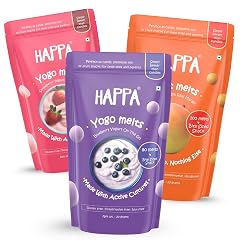 Happa Fruit & Greek Yogurt Melts | 100% Fruit & Yogurt Candy for Babies, Kids & Adults | No Colours, No Artificial Flavours | Melt-in-Mouth | 8M+ | 20g Pack of 3