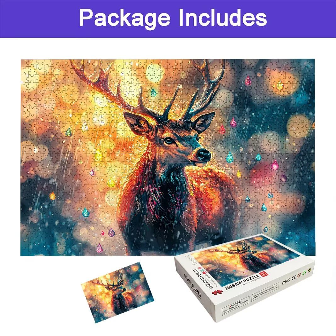 Puzzle 3000 elementów jelenia, 3000 elementów puzzli dla dorosłych, gra koncentracyjna, 122 x 81 cm duże drewniane puzzle do dekoracji domu, gra logiczna ze zwierzętami dla całej rodziny, prezent dla