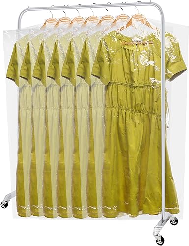 Miniatura 5 de AVLA Paquete de 50 bolsas de plástico para ropa, bolsas transparentes para limpieza en seco, cubierta para ropa colgante de limpieza en seco, bolsa