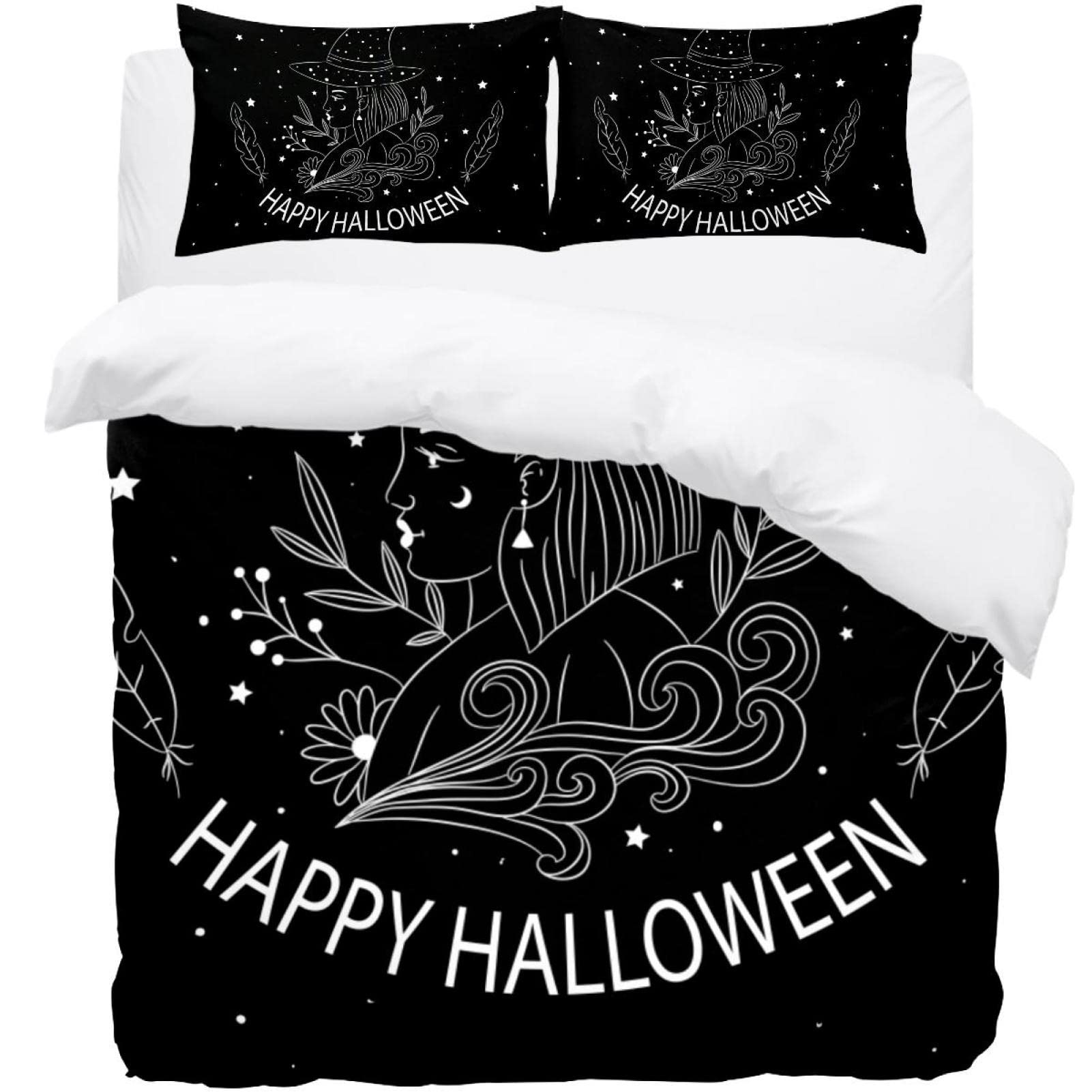 Housse de couette Nuit étoilée dessinée à la main avec ses 2 taies d'oreiller assorties