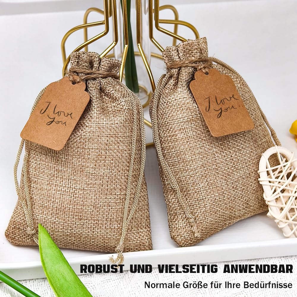 Woreczki z juty ze sznurkiem do ściągania, 30 sztuk, 10 x 14 cm, małe woreczki z juty, 30 kartek DIY, woreczki na prezent, torebki na biżuterię, kalendarz Ramadan, dekoracja bożonarodzeniowa