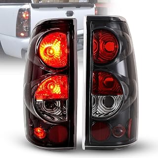 AUTOWIKI Tail Lights For 1999-2006 Chevy Silverado 1500 2500 3500/ 1999-2002 GMC Sierra (Glossy Black/Clear Lens)