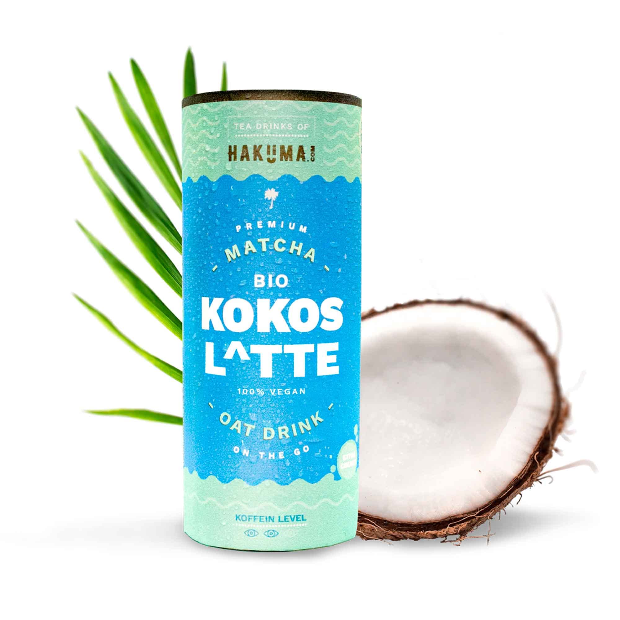 HAKUMA Bio Kokos Latte 12 x 235ml - Premium Matcha Latte mit Hafer und extra creamy Kokosmilch - Urlaubsfeeling in der CartoCan von HAKUMA