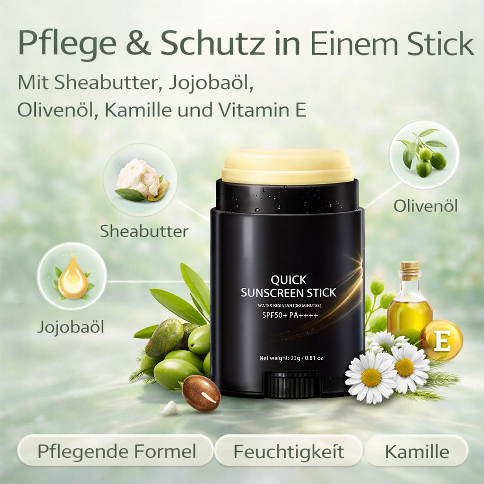 Sun Stick – krem przeciwsłoneczny do twarzy 50, filtr przeciwsłoneczny SPF 50+, niewidoczny kij przeciwsłoneczny, szybka ochrona przed słońcem LSF 50+, ochrona przed starzeniem się, ochrona przed