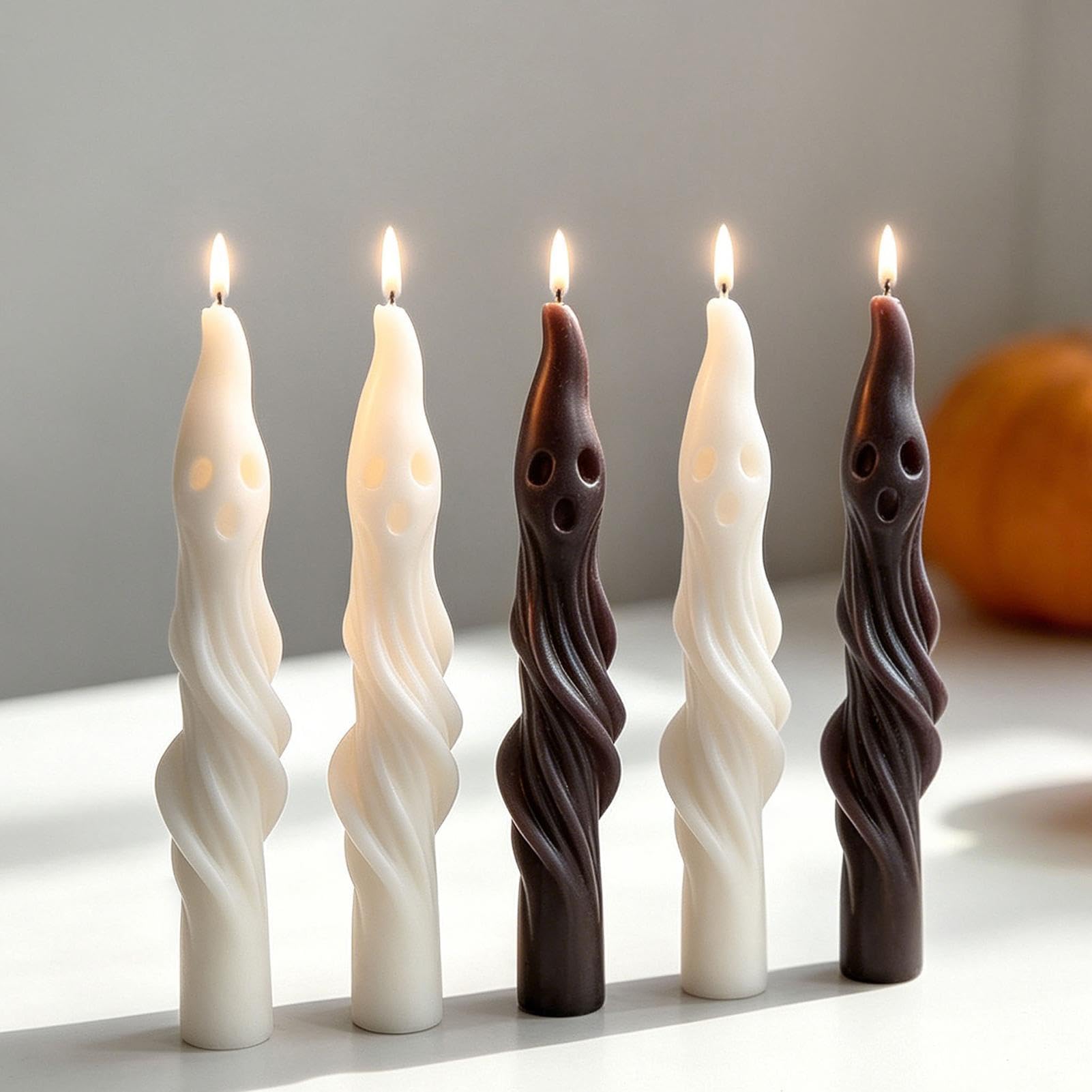 Stampo in silicone a spirale 3D per candele di soia, sapone e argilla, ideale per Halloween, casa, feste, caminetti e decorazioni per tavolo da pranzo