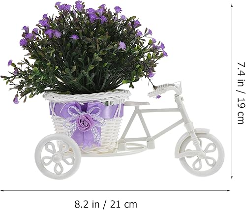 Miniatura 6 de Yardwe Decoración para el hogar, decoración de flores artificiales para bicicleta, soporte para plantas de bicicleta, adorno de bonsái, exhibición