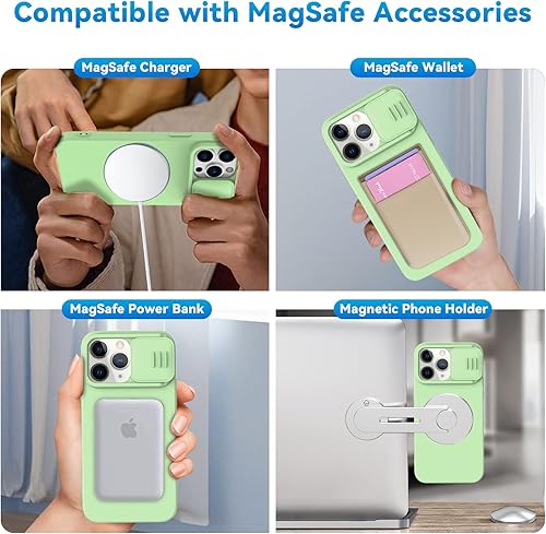 Miniatura 5 de CloudValley Funda magnética para iPhone 14 Pro Max de 6.7 pulgadas, funda de silicona líquida con funda deslizante para cámara, compatible con