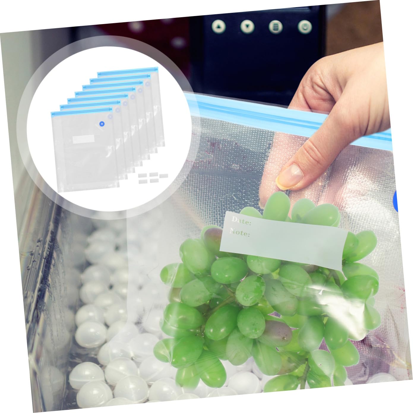 Bolsas de Almacenaje Vacío Reutilizables con y Clips para Alimentos Frescos Verduras y Carne Sellado Seguro para Refrigerador y Congelador