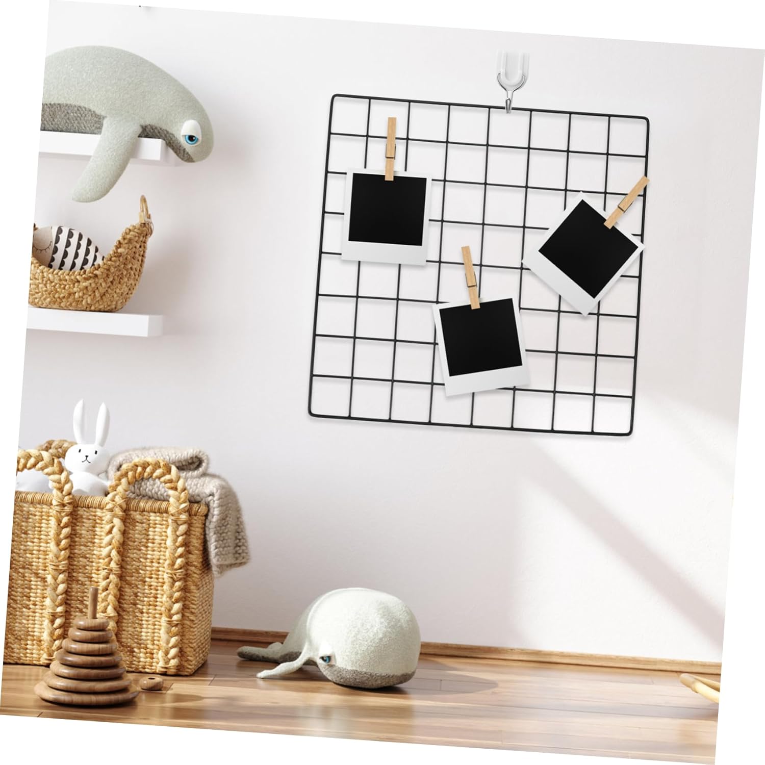 MUCKLILY 3pcs Wire Wall Grid Panel Photo Display Metal Wall Organizer for Dormitory for Bedroom Living Room Office
