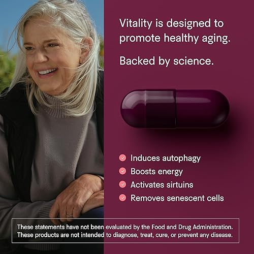Miniatura 2 de Suplemento Vitality Longevity  Espermidina, Fisetina, Quercetina, Resveratrol, Alfa-cetoglutarato de calcio  Apoya el envejecimiento saludable, la