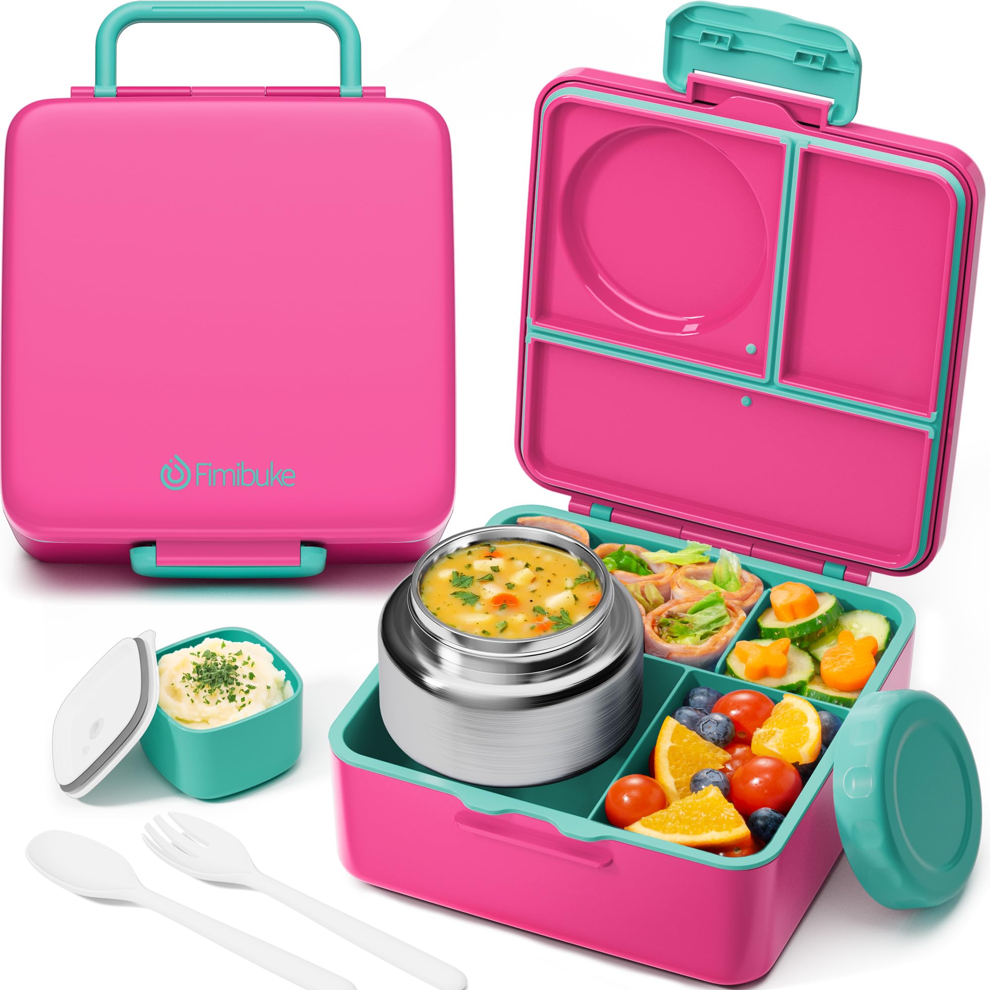 Fimibuke 60oz Leakproof Bento Lunch Box for Kids with 8.5oz Thermo Food Jar