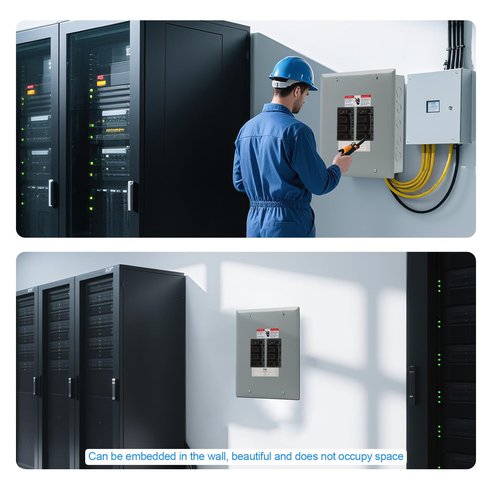 THQL - Paneles de disyuntor de circuito, 8 espacios, caja de distribución de disyuntor de 125 A, caja eléctrica de disyuntor de 120 V/240 V, centro de carga de lengüeta principal interior