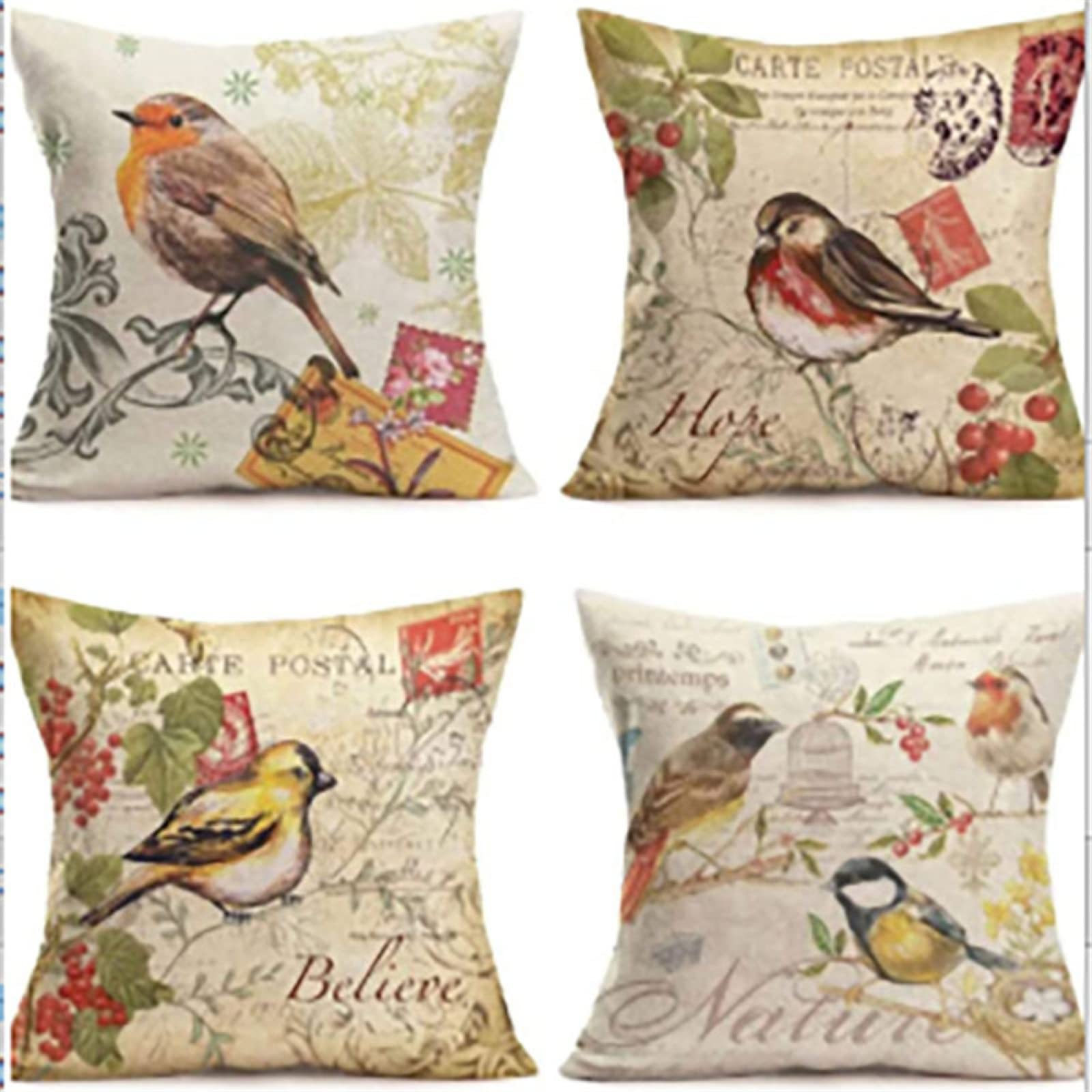 Housses de coussin d'extérieur pour salon de jardin oiseau 60x60