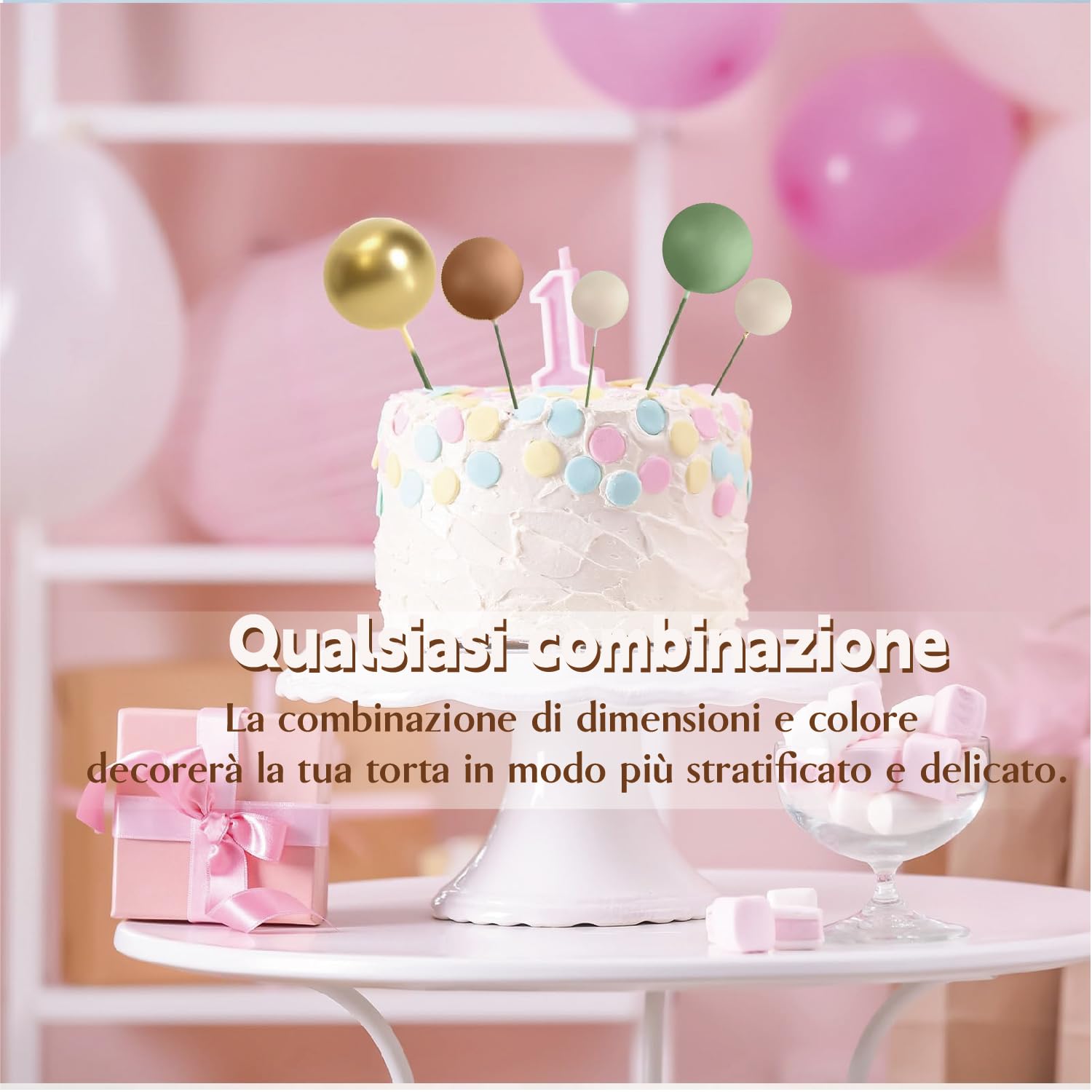 Esshogo 32 Pieces Cake Decorations Balls, Ball Cake Toppers, Mini Balloons Cake Topper, Foam Ball Cake Decoration - Image 4