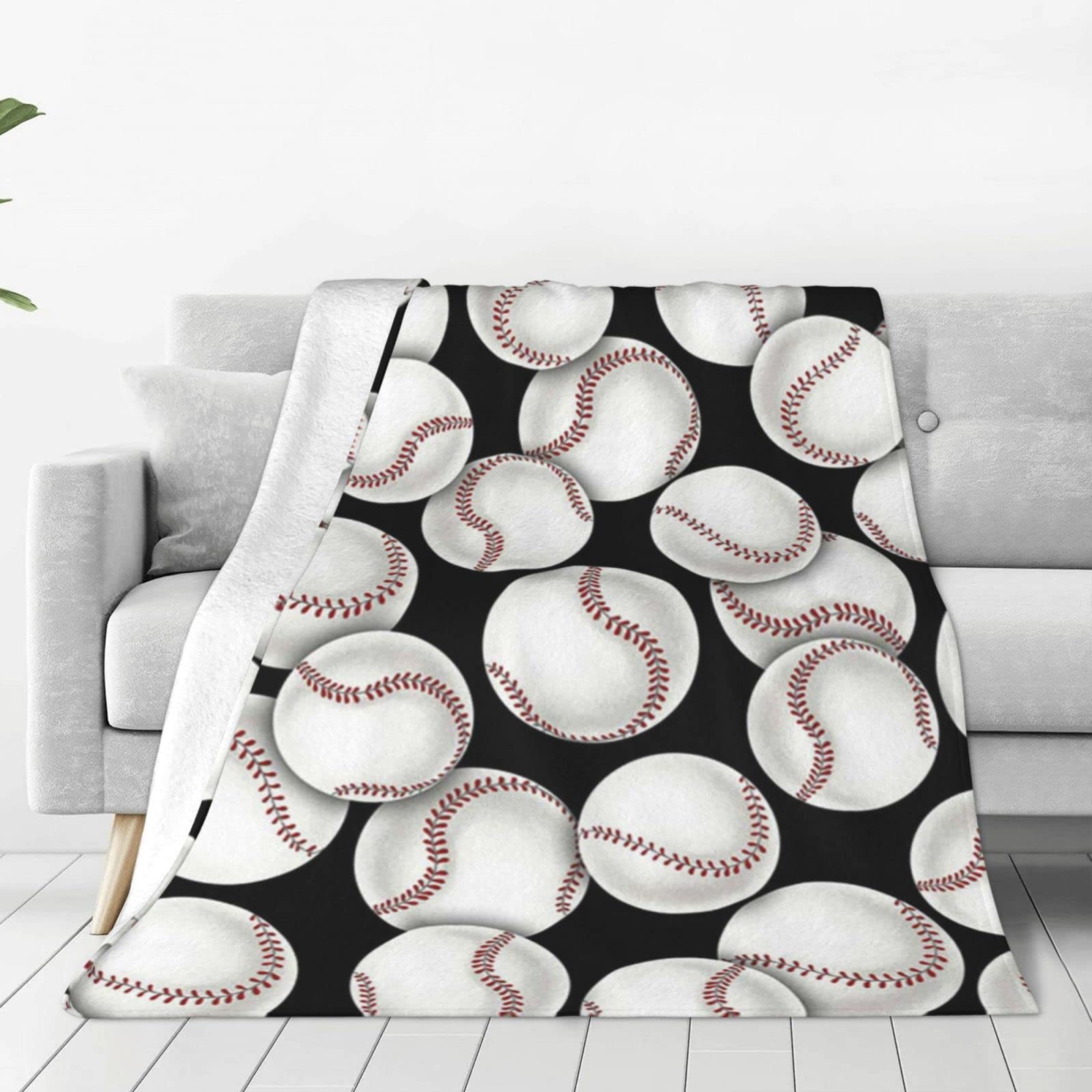 Lsjuee Throw Blanket Baseball Warm Cozy Soft Lightweight Flannel Fleece Blanket for Bedroom Sofa Room Home Decorative Fuzzy Blanket 40"x30"